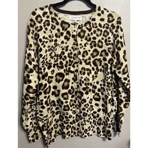 Jones New York Brown Tan Beige DRAMATIC Lite Stretchy Women’s Cardigan Size XXL